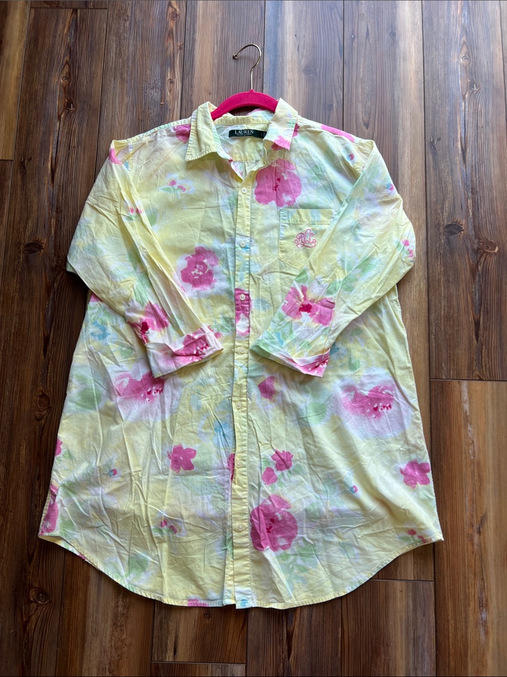 Ralph Lauren Pastel Yellow Shirt with Pink Collar and Mint Accents - Picture 9 of 9